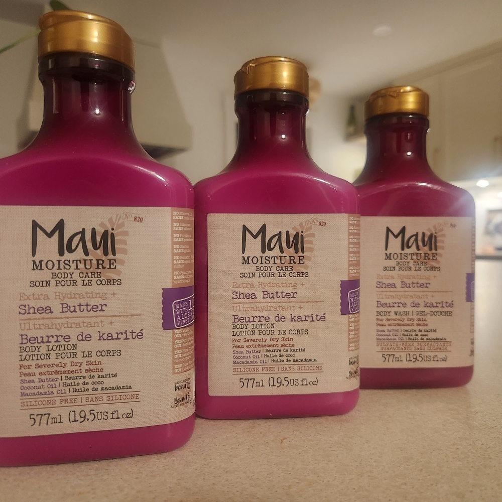 3 bottles of Maui Moisture Shea Butter body lotion
